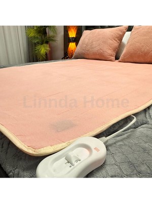 Linnda Home 120 x 150 Lux Çift Kişilik Elektrikli Battaniye Pembe Pamuklu Pembe Düz