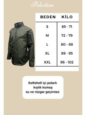 Softshell Içi Polarlı Su ve Rüzgar Geçirmez Taktikal Ceket