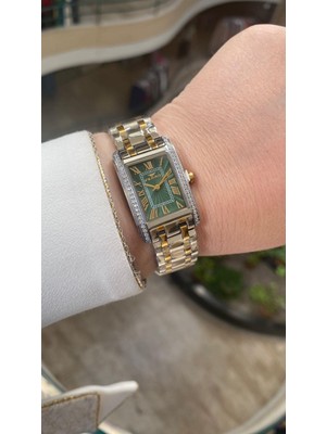 Ferro Quartz Çelik Altın/gri Yeşil Kadran 22 mm Kadın Kol Saati