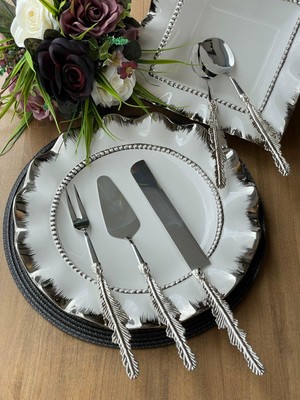 Rossev Tüy Desen Gümüş Servis Kaşık Seti 5 Parça