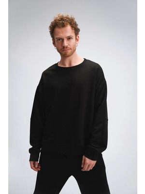 Erkek Timeless Oversize Siyah Sweatshirt