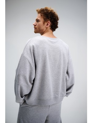 Erkek Timeless Oversize Gri Sweatshirt