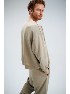 Erkek Timeless Oversize Vizon Sweatshirt