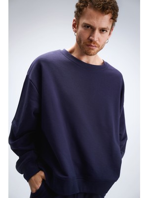 Erkek Timeless Oversize Lacivert Sweatshirt