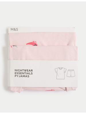 Marks & Spencer Saf Pamuklu Kısa Kollu Desenli Pijama Takımı