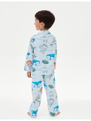 Erkek Çocuk Dinozor Baskılı Pijama Takımı