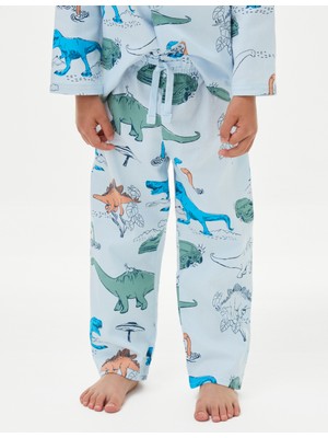 Erkek Çocuk Dinozor Baskılı Pijama Takımı