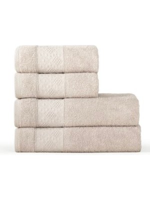 Jakarlı Havlu Set 4 Lü 70*140 cm 2 Adet 50*90 cm 2 Adet Kahverengi
