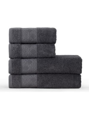 Jakarlı Havlu Set 4 Lü 70*140 cm 2 Adet 50*90 cm 2 Adet Gri