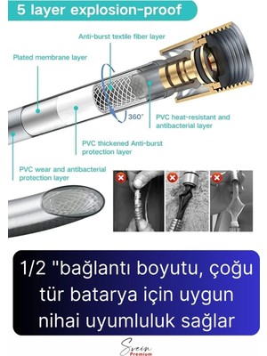 Svein Siyah Dayanıklı Esnek Kırılmaz Çatlamaz Patlamaz Sızdırmaz Pvc Banyo Duş Musluk Hortumu 15 Metre