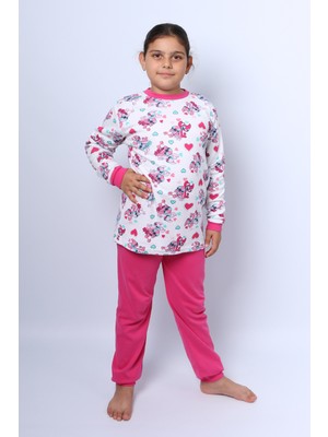 Hçm Kız Çocuk Pijama Takımı Baskılı Ribanalı C50