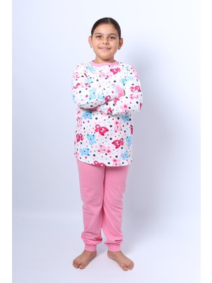 Hçm Kız Çocuk Pijama Takımı Baskılı Ribanalı C50