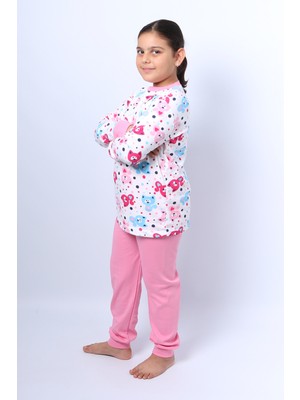 Hçm Kız Çocuk Pijama Takımı Baskılı Ribanalı C50