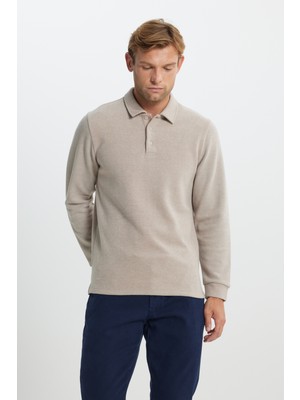 Pamuklu Slim Fit Dar Kesim Uzun Kollu Polo Yaka Tişört