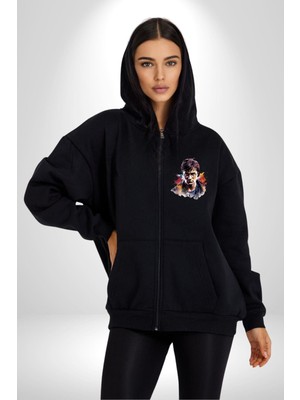 Harry Potter Sinema Kadın Erkek Siyah Kapüşonlu Fermuarlı Baskılı Hırka Sweatshirt