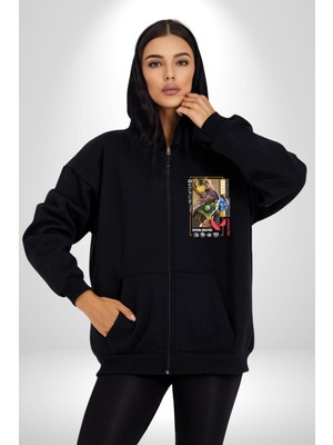 Valorant  Gekko Ajan Oyun Karakter Özellikleri Kadın Erkek Siyah Kapüşonlu Fermuarlı Baskılı Hırka Sweatshirt