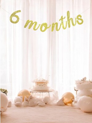 Parti Adresi Yarım Yaş 6 Months Yazı Altın Simli Banner