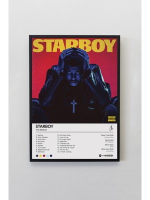 House Gorgeous The Weeknd Starboy Çerçevesiz Spotify Barkodlu Albüm Poster