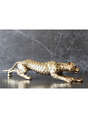 TeknoTrust Modern leopar detaylı dekoratif biblo, 45x10cm, şık ve zarif tasarım