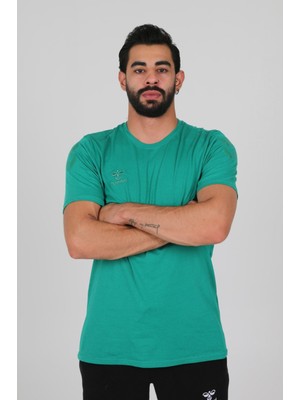 Hummel Armin Pamuklu Bisiklet Yaka Tişört Yeşil