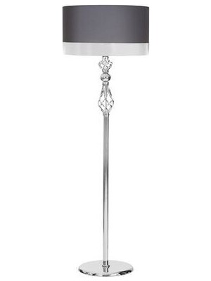 Helezon Krom Kaplama Metal Tek Ayaklı Lambader - Antrasit Gri