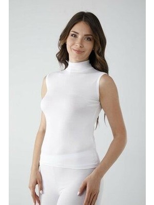 Yenice İç Giyim Boğazlı Kadın Beyaz Balıkçı Yaka Sıfır Kol Badi