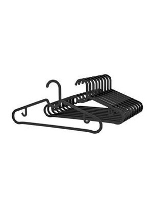 IKEA Siyah Elbise Askısı 10 Adet Decolife -Spruttıg