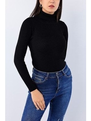 Butik Şımarık Kadın Balıkçı Yaka Uzun Kol Triko Kazak Standart Sml Bedene Uygundur