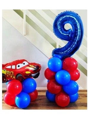Şimşek Mcqueen Arabalar Cars Temalı Rakam Balonlu Set