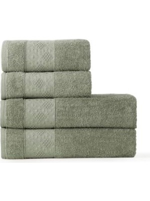 Jakarlı Havlu Set 4 Lü 70*140 cm 2 Adet 50*90 cm 2 Adet Yeşil