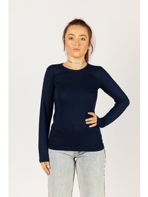 Kadın Uzun Kollu Likralı Penye Badi