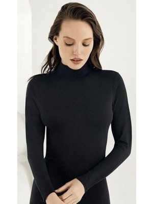 GNS Giyim Uzun Kollu Yarım Balıkçı Yaka Viskon Likralı Badi