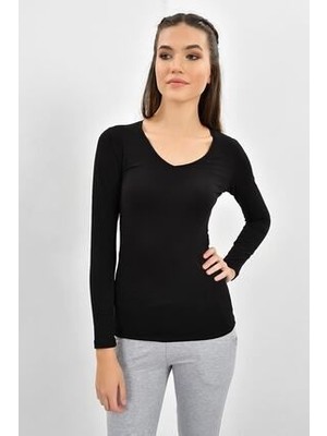 Urban Bold Kadın V Yaka Uzun Kollu Likralı Badi