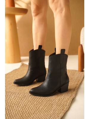 Moda Adam Kadın Lover Kovboy Bot Siyah-Deri