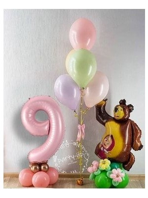 Lisanslı Maşa ve Koca Ayı Balon Rakamlı Karşılama Seti Full Set (Videolu Anlatım)