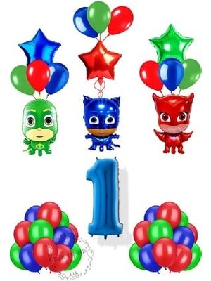 3lü Pijamaskeliler Balon Seti Pjmasks Kedi Çocuk Baykuş Kız Kertenkele Çocuk