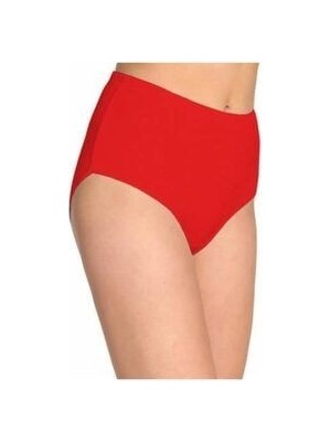 Kadın Kırmızı Pamuklu Ribana Geniş Bel  6'lı Paket Kalın Lastik Bato Külot