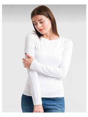 Beyaz Uzun Kol Bisiklet Yaka Basic Body