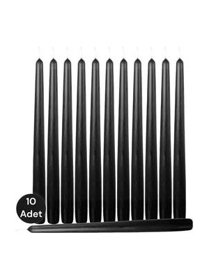 10 'lu Siyah Renkli Şamdan Mumu