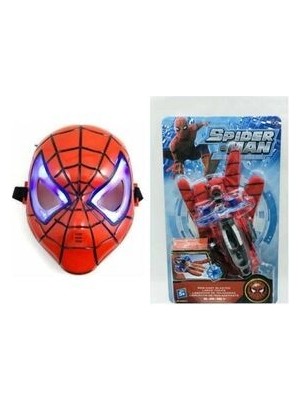 Marvel Spiderman Ağ Fırlatan Ok Atan Eldiven ve Işıklı Örümcek Adam Maskesi Hediyelik Çocuklar İçin