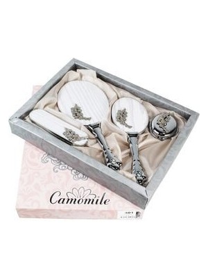 Camomile Beyaz Ayna Tarak Takımı Gelin Çeyizliği Ayna Tarak Seti Model 3