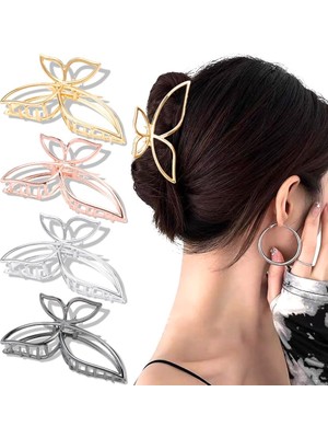 Brave Bull Butterfly Claw Clip Metal Hair Clip 4.3 Inch Gold Hair Clip Women's Non-Slip Cute Hair Clip Fashion Hair Shark Accessories (Butterfly) (Yurt Dışından)