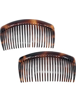 Brave Bull Side Comb Large 2-Piece Set Round Tortoise Shell Soft And Durable Cellulose Strong Fixation Women's Hair Clips Non-Slip Styling Girls Hair Accessories (Yurt Dışından)