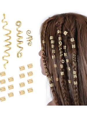 Brave Bull 18 Pieces Of Hair Accessories Loc Hair Accessories Women's Braid Long Hair Lock Beads Metal Hairpin Decoration (Various Styles) (Yurt Dışından)