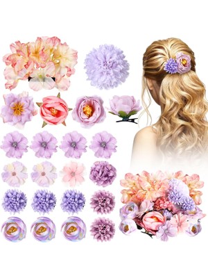 Brave Bull 21PCS Flower Hairpins Rose Hairpins Women Hairpins Flower Hair Accessories Bohemian Bridal Claw Clips Hairpins Hairpins Girls Wedding Headdresses (Yurt Dışından)