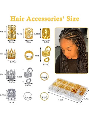 Brave Bull 262PCS Women's Long Locks Accessories Braid Hair Accessories Gold And Silver Hair Accessories Adjustable Hair Accessories Hair Rings For Braids Girls (Yurt Dışından)