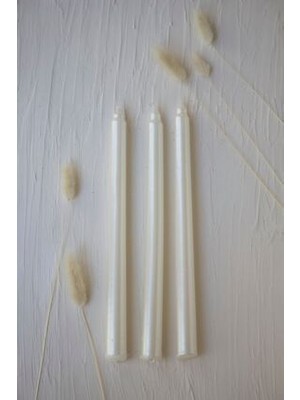 3 Lü Samdan Inci Renk Metalik Kaplama Gövde 1. Kalite Mum