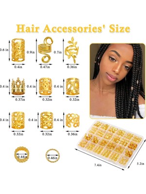 Brave Bull 220 Pieces Gold Hair Accessories For Braids Loc Women Hair Accessories Metal Gold Braid Ring Cuff Clips For Long Hair Lock Accessories Braid Decoration (Yurt Dışından)