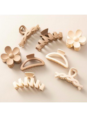 Brave Bull Pcs Women's Hairpins Thick Hair Flower Claw Clips Non-Slip Hair Accessories Multiple Styles Neutral Color Hairpins Very Suitable For Girls (Yurt Dışından)