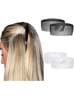 Brave Bull Side Comb Large 2-Piece Set Round Tortoise Shell Soft And Durable Cellulose Strong Fixation Women's Hair Clips Non-Slip Styling Girls Hair Accessories (Yurt Dışından)